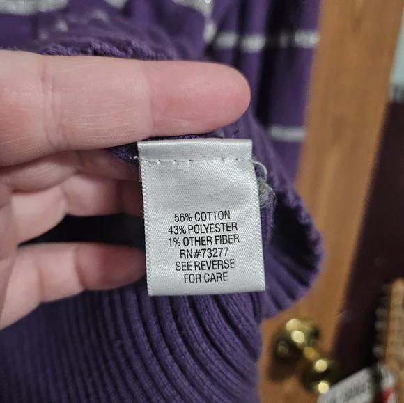 Sonoma Lightweight Knit Sweater Striped Purple / Silver Pullover Size Large! - Picture 3 of 6